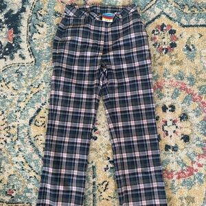 Unif Dawson Plaid Trousers in Pink and Black and blue